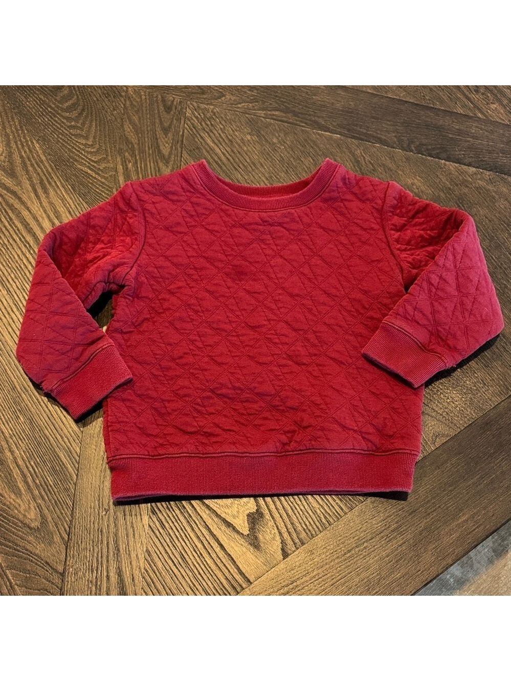 Cat & Jack Red Quilted Crewneck Sweatshirt Kids